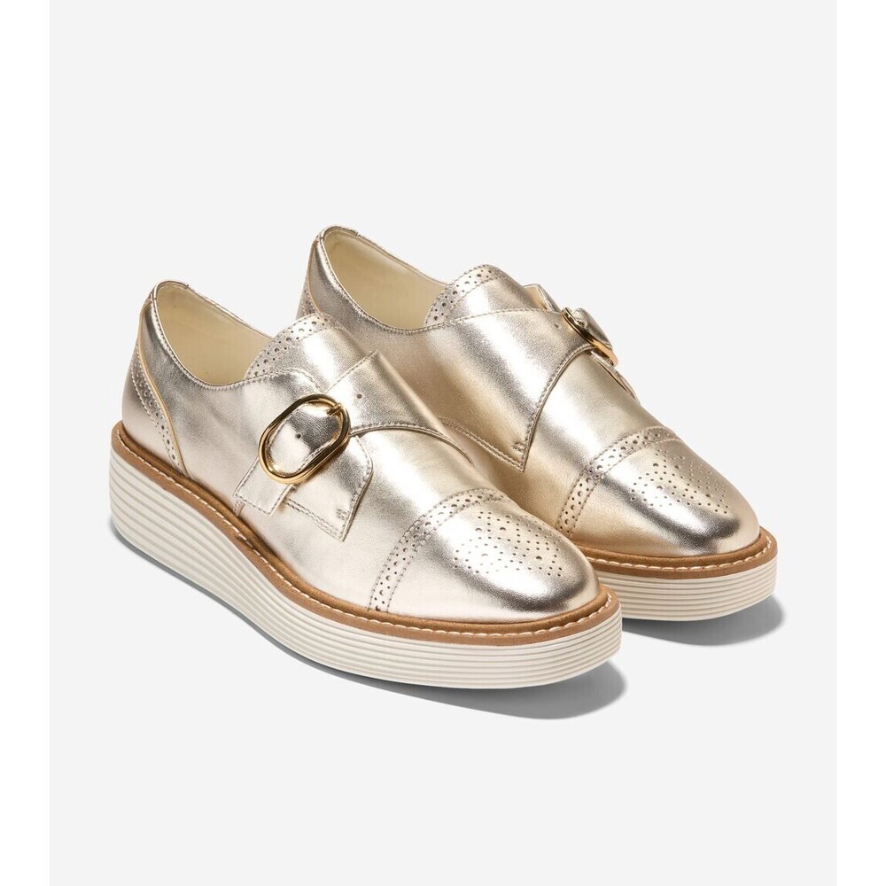 Cole Haan OriginalGrand W31694 Oxford Women's 6.5 Gold Monk Strap Shoes ZOGG415